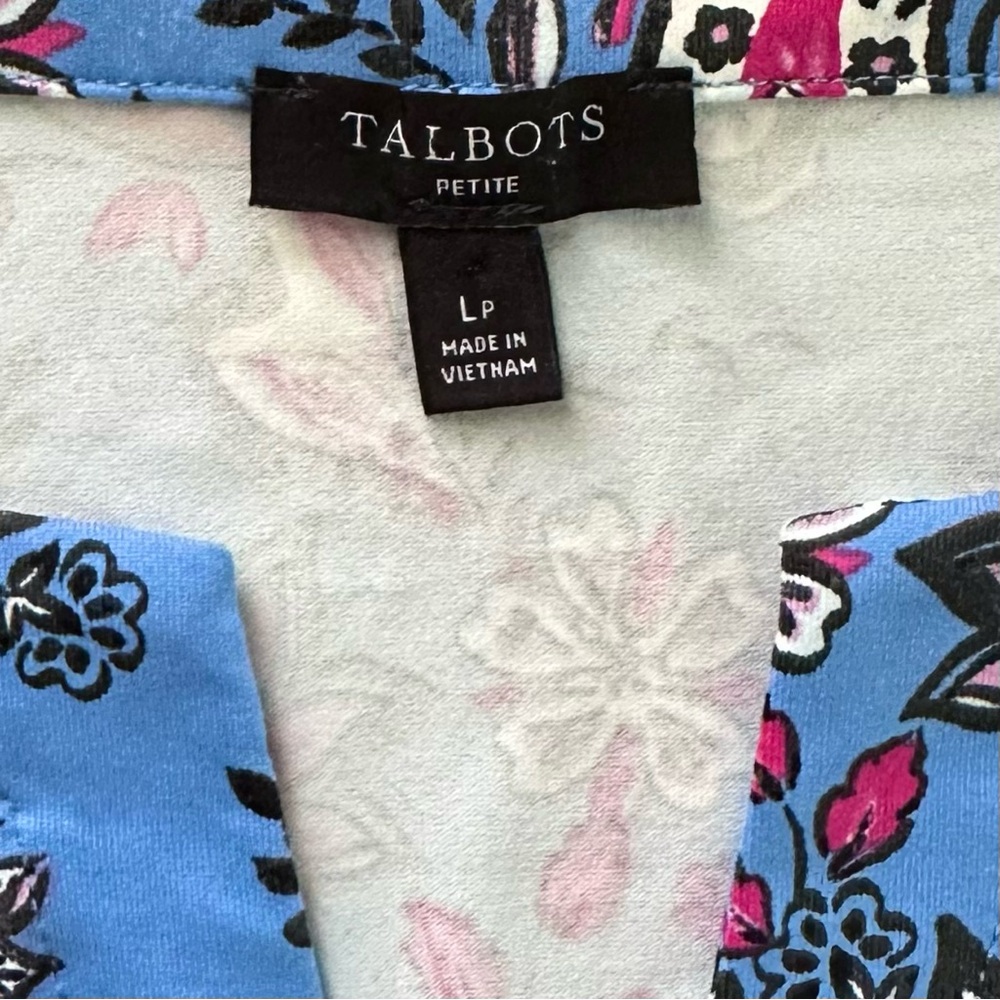 TALBOTS LP L Petite Effortless Jersey Tie Waist Midi Dress in Seaside Paisley - Picture 6 of 10